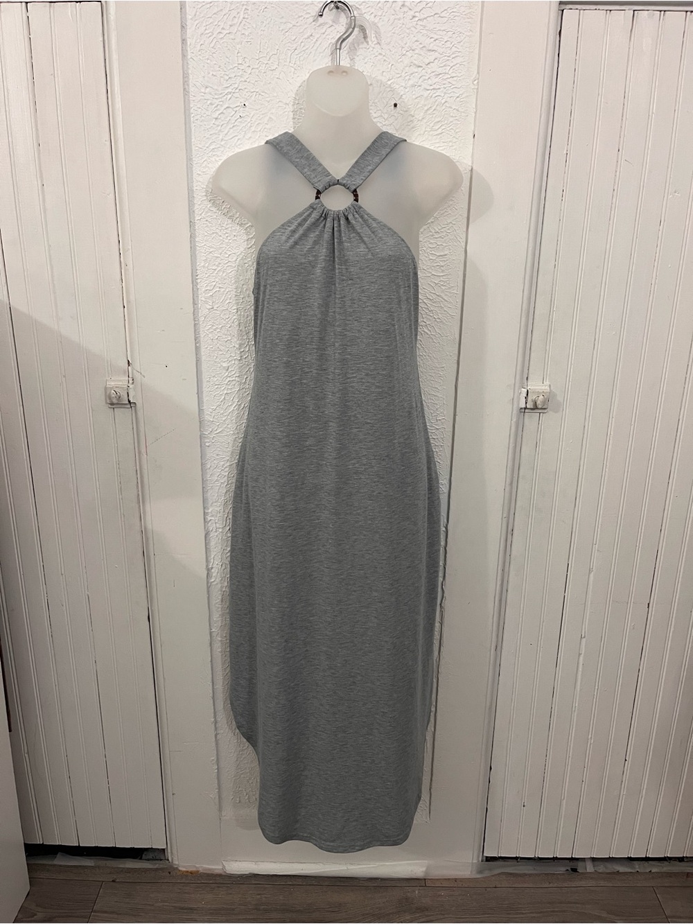Gray Halter-Ring Maxi Dress with Pockets!!!